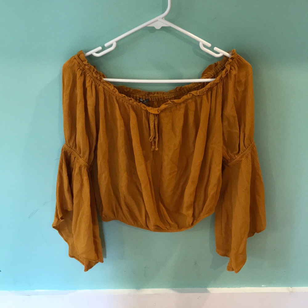 Yellow off the shoulder blouse